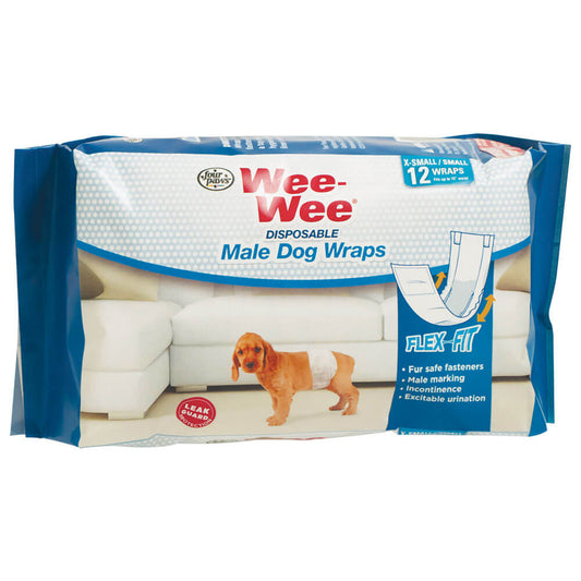 Four Paws Wee-Wee Disposable Male Dog Wraps 12 pack